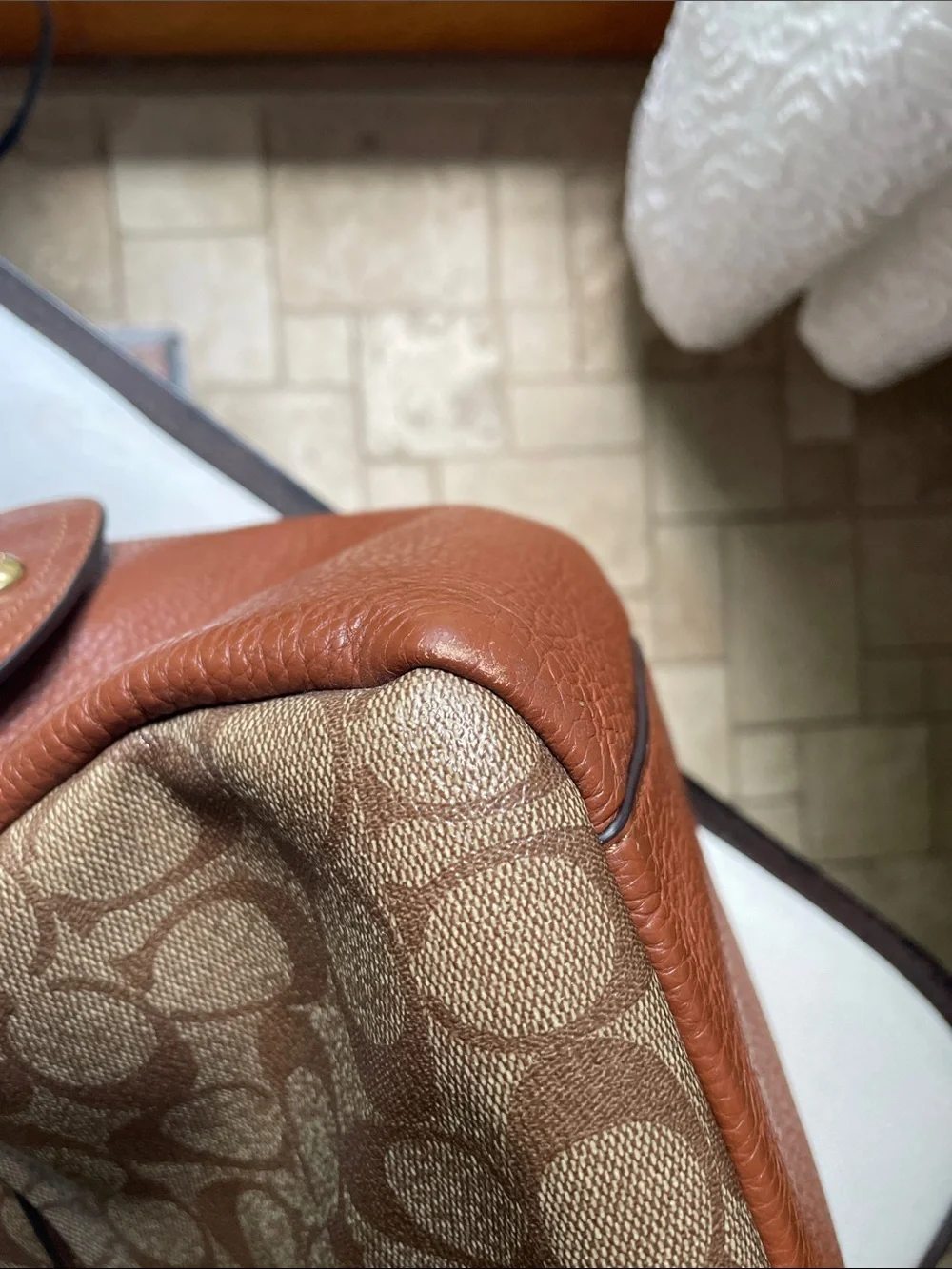 Coach C1523 Pennie Crossbody Shoulder Bag Signature Canvas Hobo Bag As Is - Picture 7 of 16
